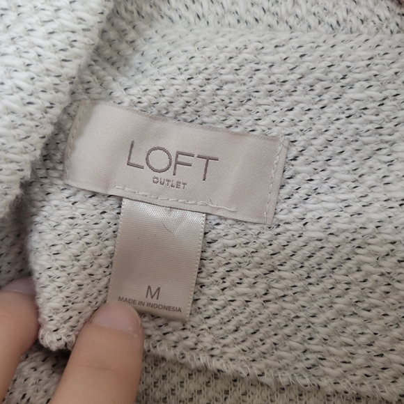 Loft asymmetrical zip cowl neck micro tweed sweater blazer M - Picture 2 of 4